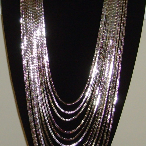 Cara Jewelry - CARA 12 Strand Silver-Tone Cascading Necklace